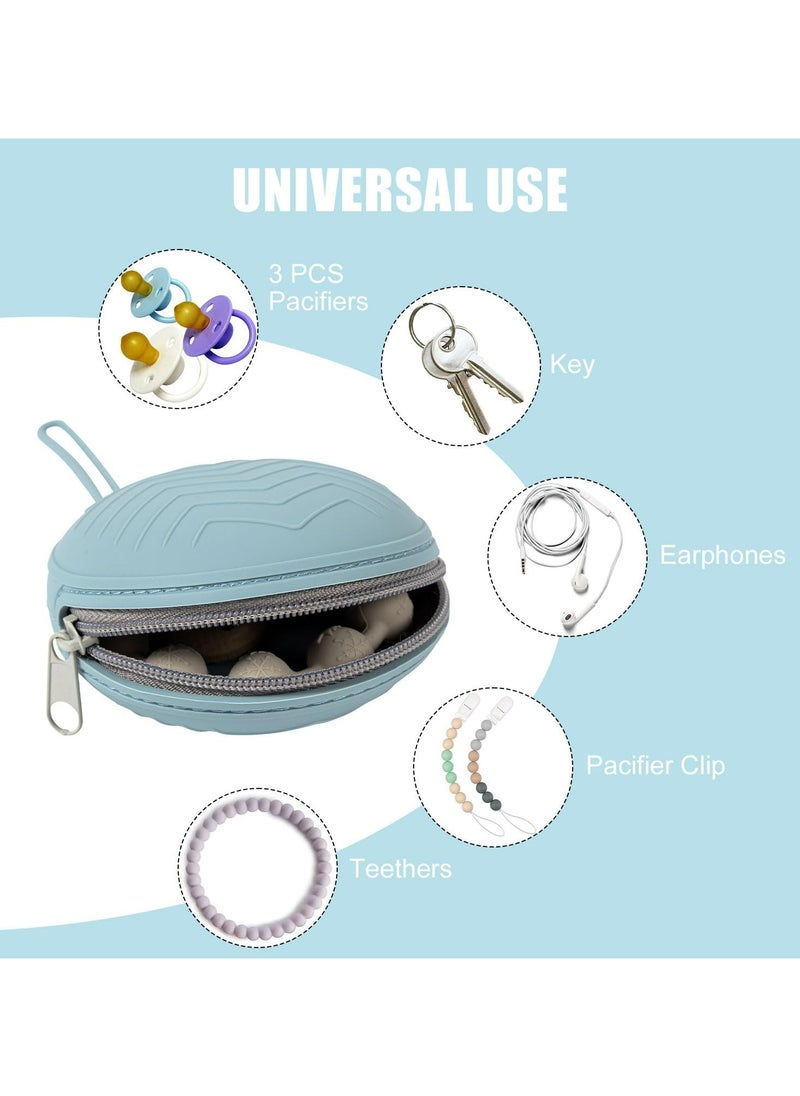 Oasisgalore - 2PCS BPA-Free Silicone Pacifier Holder Case, Portable Container (Blue & Green) - Image 1