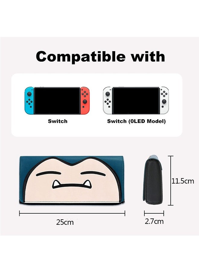 Ant Compatible with Nintendo Switch/Switch OLED Storage Bag, Anti Scratch Leather Protective Case for Switch/Switch OLED, Travel Carrying Clutch with Game Holder  - Image 2