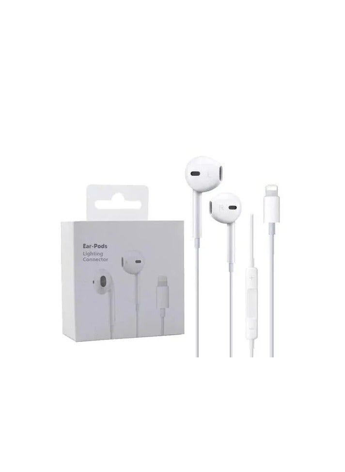 سماعة أذن سلكية أصلية متوافقة مع آيفون 7 / 8 / X / XR / XS / 11 / 12 / 13 لون أبيض