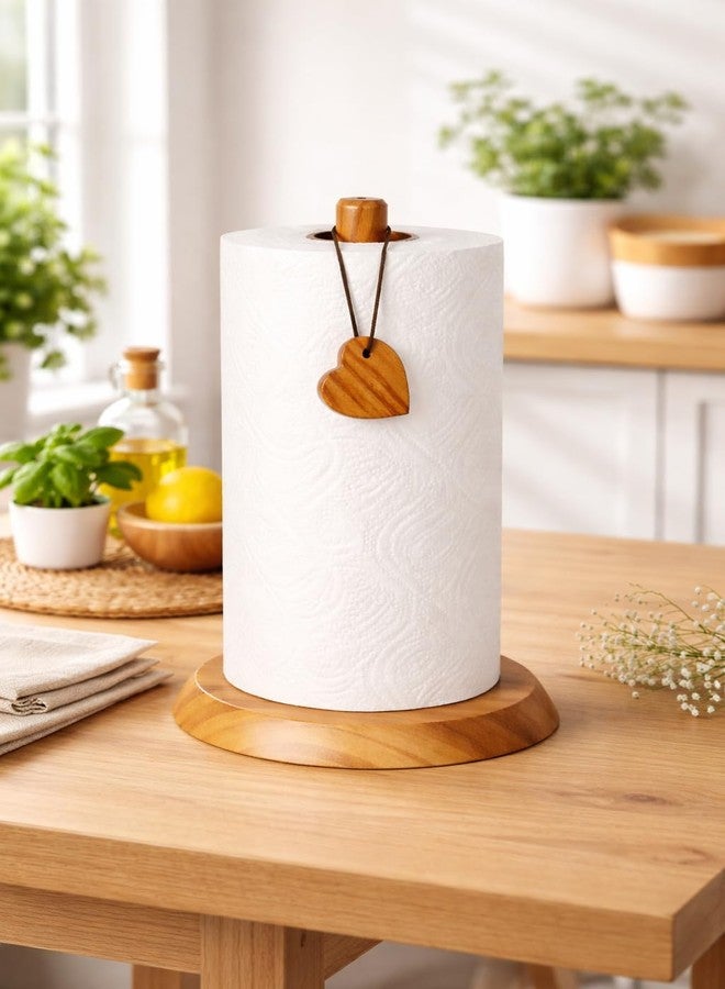 Ancient Shoppee Wooden Paper Towel Holder with Heart Design, Vintage Style Standing Roll Dispenser,12inch - Image 2