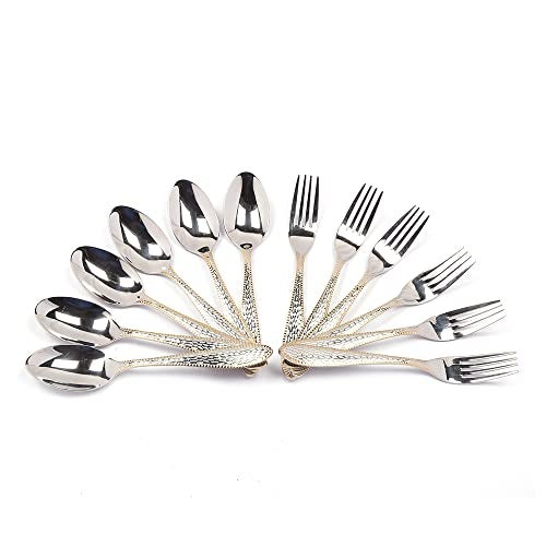 KCL Stainless Steel Cutlery Set Premium Design Spoon and Fork with Gold Polish Stand - Set of 12 with 2 Stand - Image 4