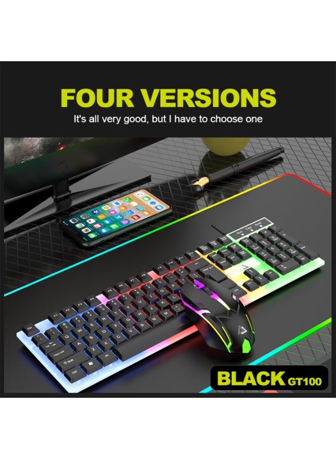VODIRK GT100 RGB Gaming Keyboard and Mouse Set, Full-Size USB Wired Keyboard with Colorful Backlighting, Dedicated Number Pad, Multimedia Gaming Design, Responsive Keys, Ergonomic Mouse, and Modern Black Finish for Desktop Computers - Image 4