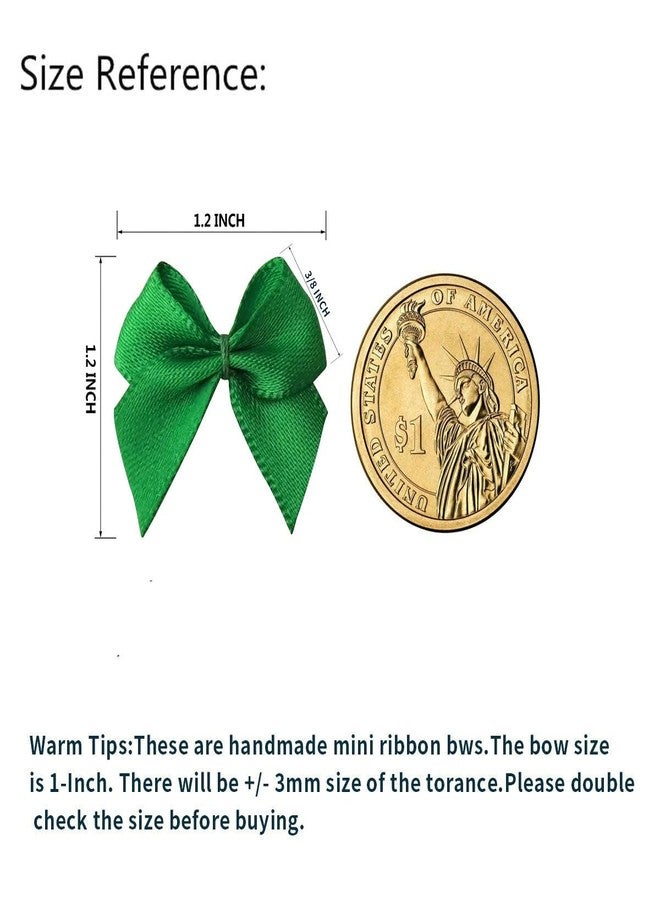 Micomon 50pcs 1.2-Inch Mini Satin Ribbon Bows for Crafts Small Green Bows Christmas Decoration Embalishement Scrapbooking(Green) - Image 3