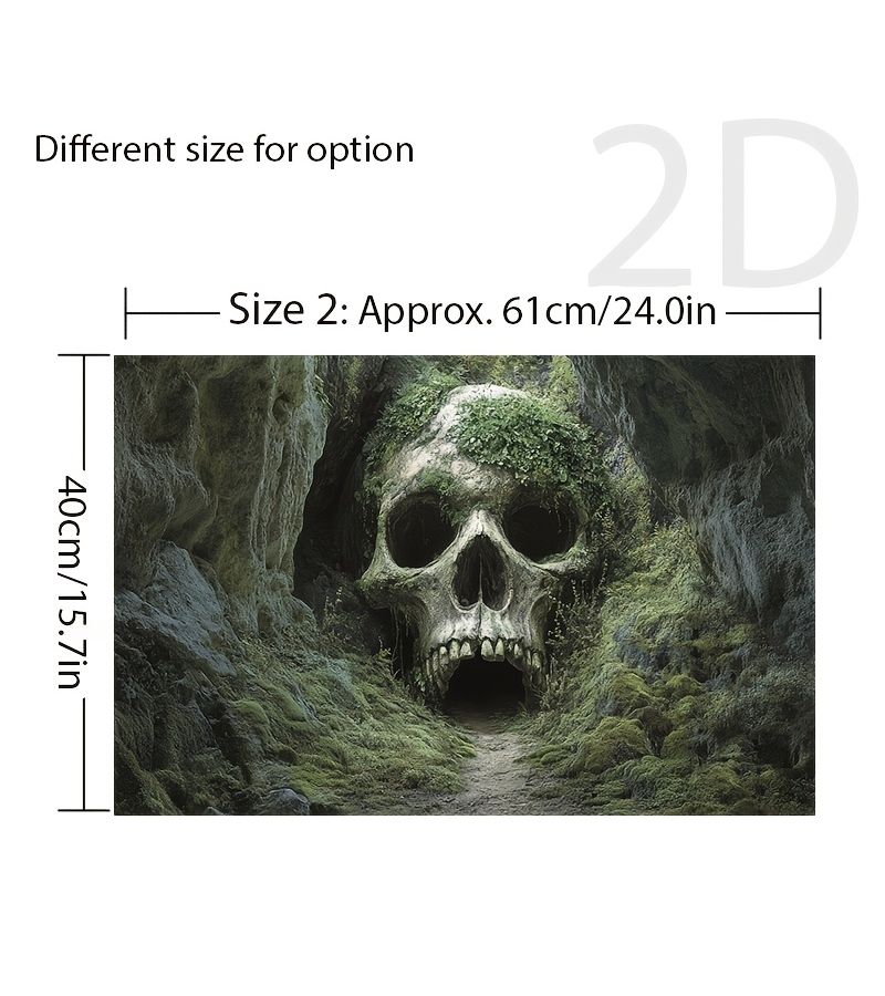 1pc Aquarium Mossy Skull Cave Decor 120x60cm 47 2x23 6in No Glue Hideout Suction Cup for Small Medium Large Fish Tanks Freshwater Saltwater Landscaping Fish Habitat - Image 3