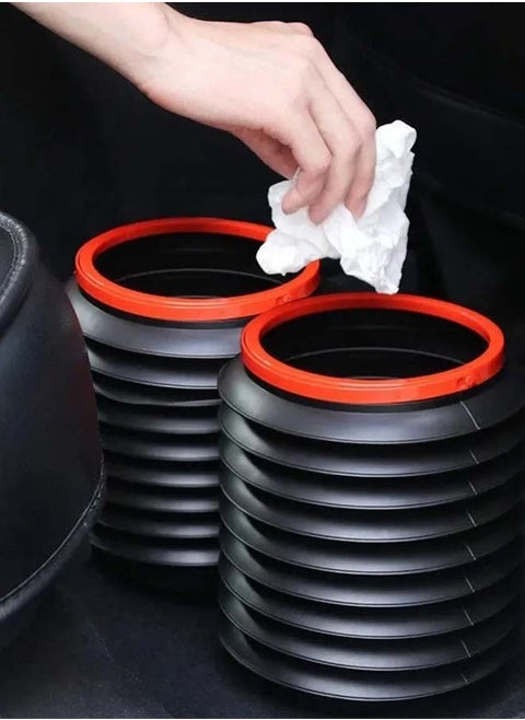 2Pcs Foldable Trash Can Multifunction Telescopic Bucket Hand Carrying 4L Mini Portable Storage Bucket Car Trash Can