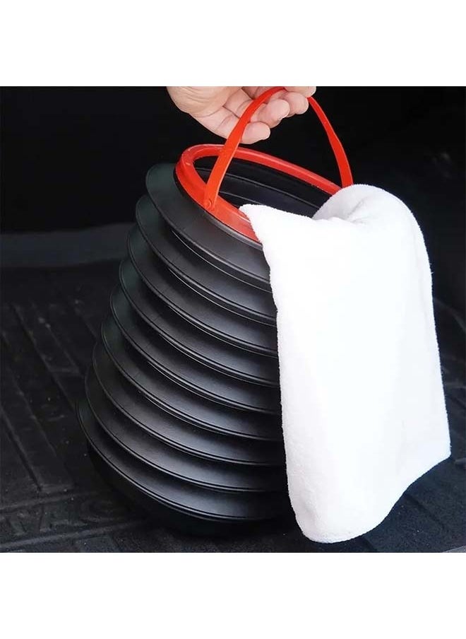 ATRJSZ - 2Pcs Foldable Trash Can Multifunction Telescopic Bucket Hand Carrying 4L Mini Portable Storage Bucket Car Trash Can - Image 1