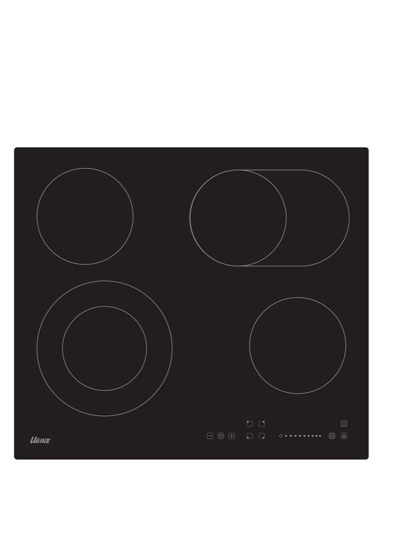UGINE Ugine Built-in Electric stove, ceramic 60x60 Cm, 4 ceramic burners, 6200W, safety, electronic control and touch, Black - UBIH60T  - Image 1