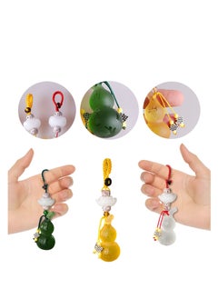 Excefore Feng Shui Wu Lou Gourd Key Chain, 3 Pcs Gourd Key Ring Pendant, Calabash Wu Lou Key Ring, for Good Luck Fortune, Longevity, Wealth Success (White, Yellow, Green)  - Image 3