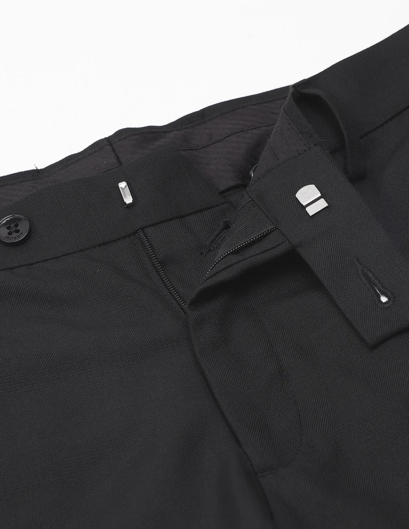 Arrow Black Hudson Regular Fit Dobby Trousers for Men | Best Price UAE