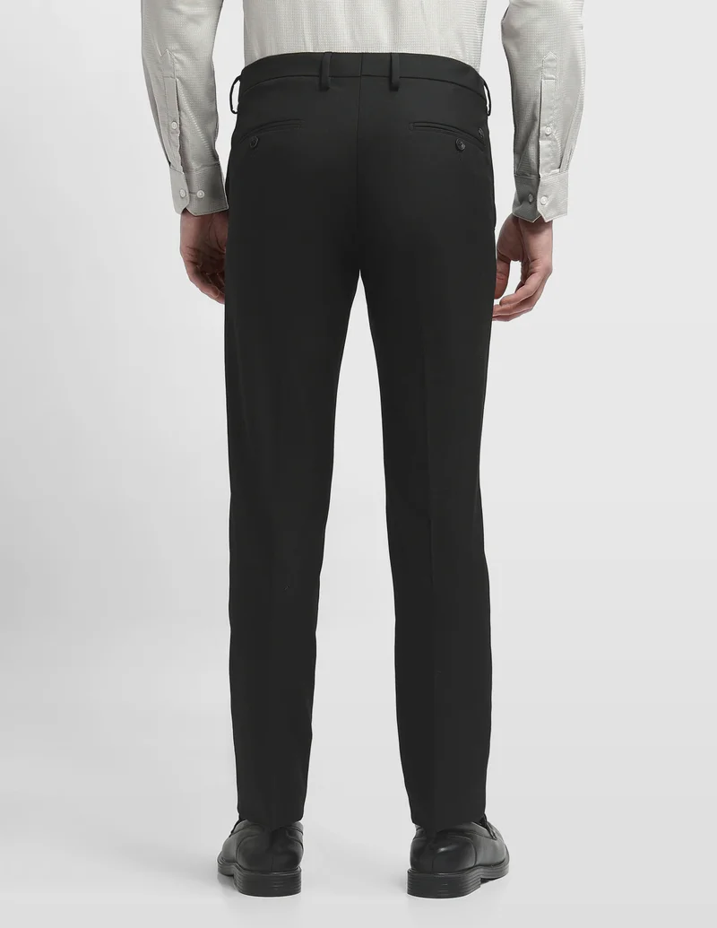 Arrow Black Hudson Regular Fit Dobby Trousers for Men | Best Price UAE