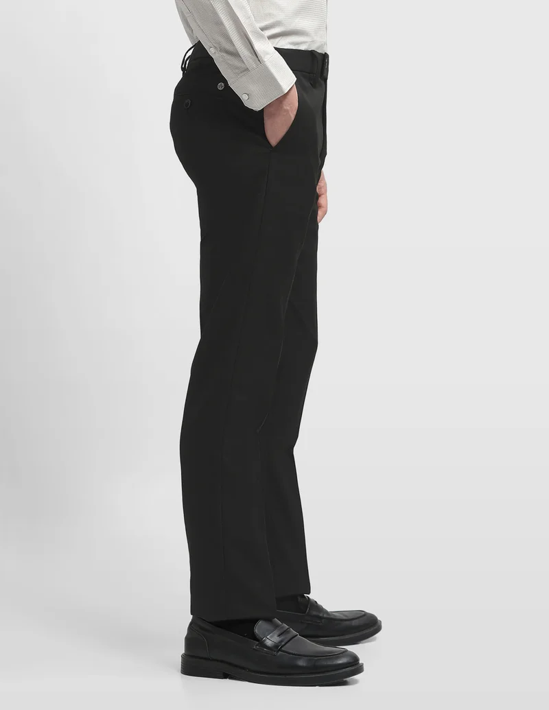 Arrow Black Hudson Regular Fit Dobby Trousers for Men | Best Price UAE