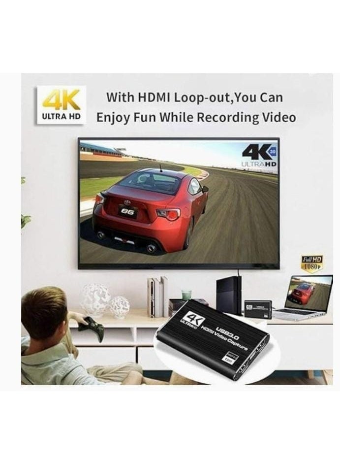 4K HDMI Video Capture Card (Black) – 1080p 60fps Recording and Live Streaming for Professional Cameras and Gaming - Image 2