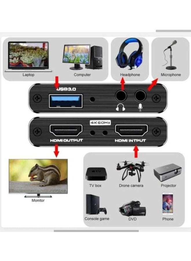 4K HDMI Video Capture Card (Black) – 1080p 60fps Recording and Live Streaming for Professional Cameras and Gaming - Image 4