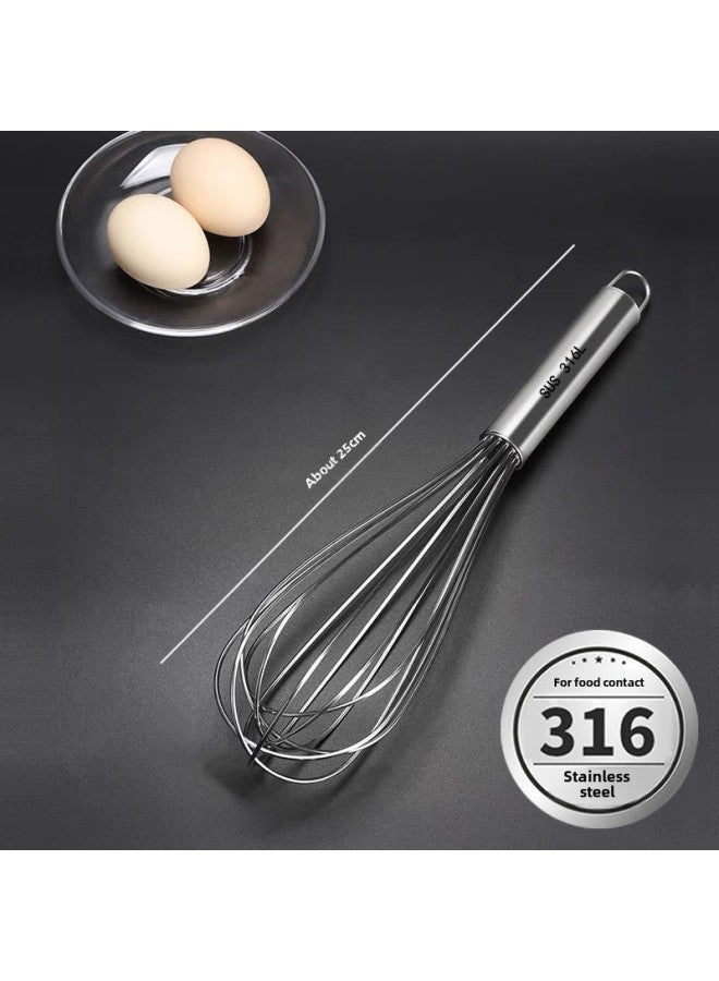 316 Food Stainless Steel Egg Beater Manual Thickening Mixing Rod And Noodle Egg Whisk Extended Baking Tool-Colour: 25 Cm 1 Piece  - Image 1
