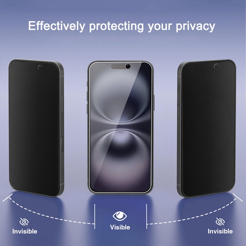 Ailun 3Pack Privacy Screen Protector for iPhone 16 Plus [6.7 inch]+3Pack Camera Lens Protector,Dynamic Island Compatible,Anti Spy Private Tempered Glass[9H Hardness] - Image 2