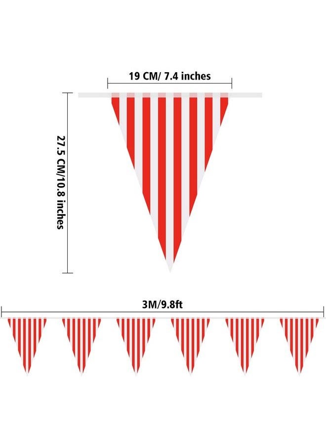BOAO - 5 Packs Carnival Circus Party Decorations Supplies Circus Carnival Bunting Banner Red And White Pennant Banner Triangle Bunting Flag For Carnival Birthday Party 7.4 X 10.8 Inch - Image 1