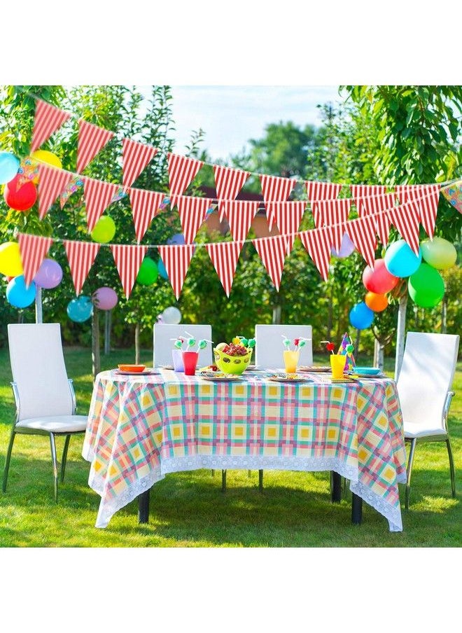 BOAO - 5 Packs Carnival Circus Party Decorations Supplies Circus Carnival Bunting Banner Red And White Pennant Banner Triangle Bunting Flag For Carnival Birthday Party 7.4 X 10.8 Inch - Image 1