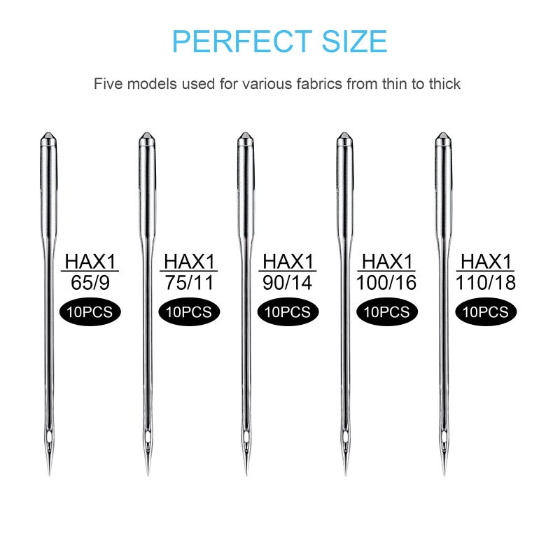 kidoom Sewing Machine Needles, 20 PCS Universal Sewing Machine Needle, Compatible with Singer, Brother, Janome, Varmax, Size HAX1 75/11, 90/14 - Image 2