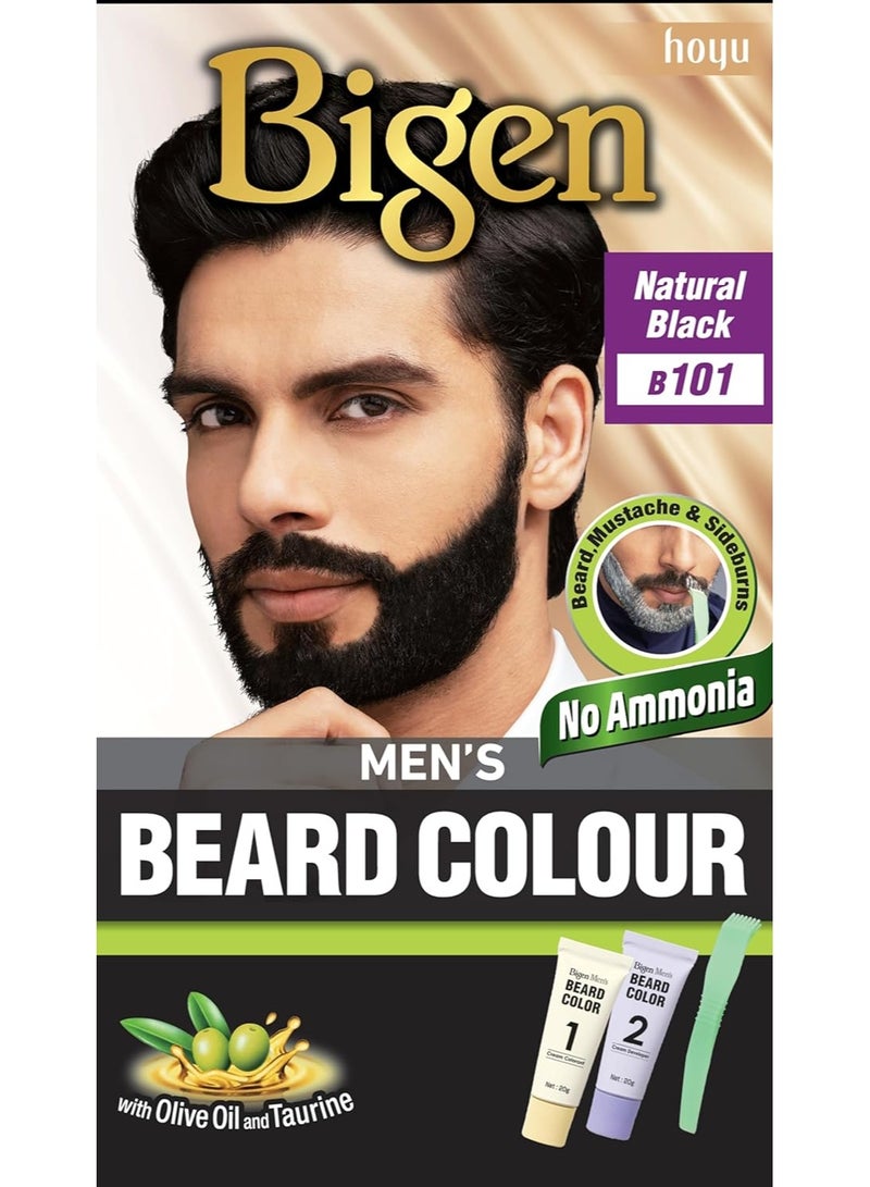 Bigen Men's Beard Color, 20g+20g - Natural Black B101 - Image 1