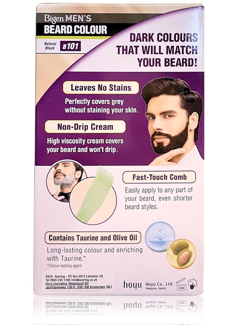 Bigen Men's Beard Color, 20g+20g - Natural Black B101 - Image 2