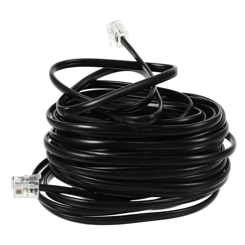 6m Rj11/rj14 6p4c 4-core Telephone Cord Extension Cable for Landline Phones, Black Phone Wire Replacement Cord Suitable for Office and Home Use - Image 1