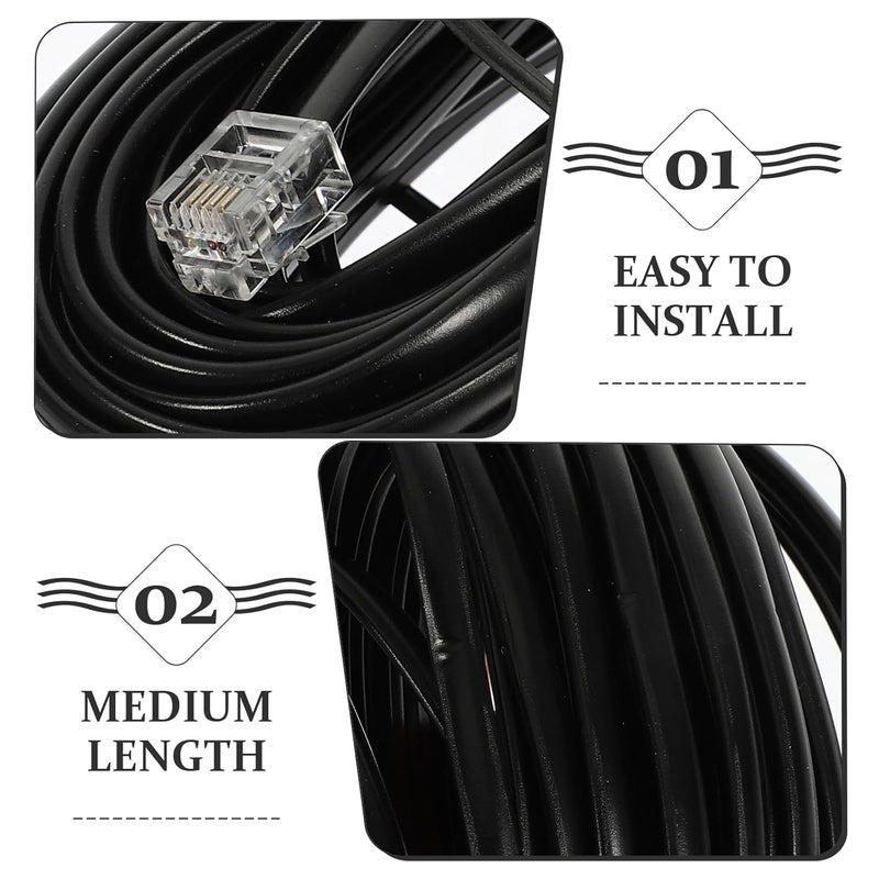6m Rj11/rj14 6p4c 4-core Telephone Cord Extension Cable for Landline Phones, Black Phone Wire Replacement Cord Suitable for Office and Home Use - Image 3