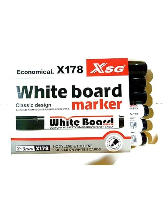 XSG Black Marker Box 12 Pieces Whiteboard Markers