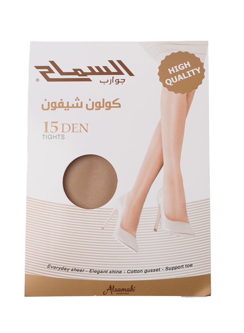 Women's tights with elegant shine Transparent Chiffon Pantyhose, ultra sheer 15 Den - With Reinforced Toe