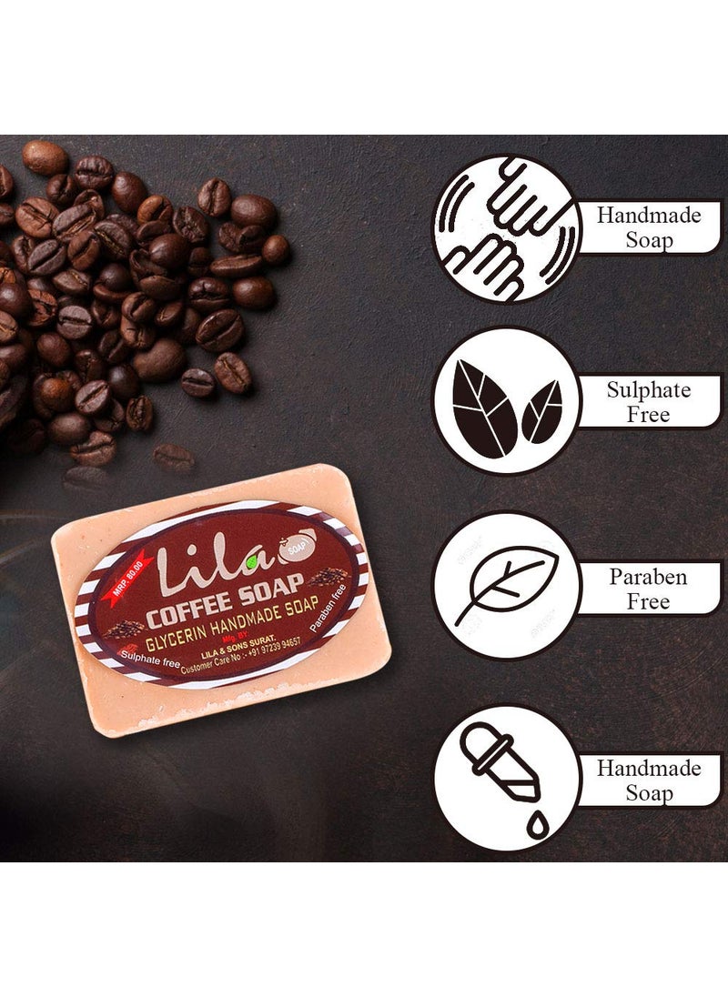 LS LS Lila Handmade Coffee Soap With Glycerin Sulphate And Paraben And Dyes Free Pack Of 4 100 Grams  - Image 5