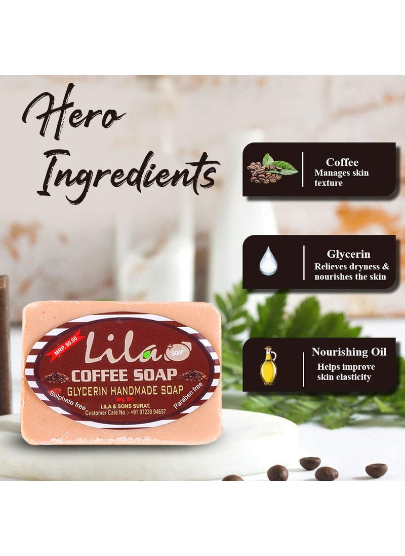 LS LS Lila Handmade Coffee Soap With Glycerin Sulphate And Paraben And Dyes Free Pack Of 4 100 Grams  - Image 4