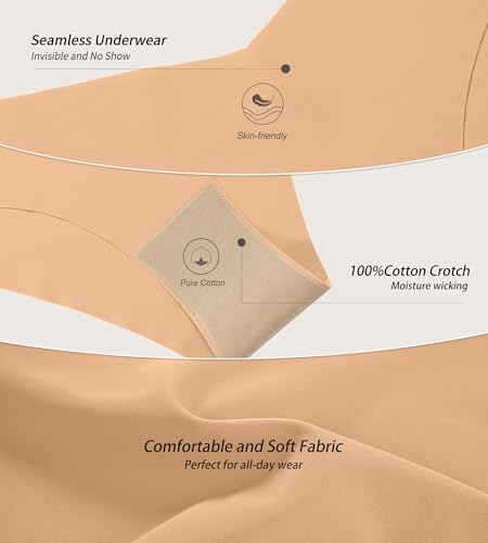 DEANGELMON Women Seamless Bikini Cheeky Underwear Invisible No Show Panties V-Waist Hipster Ladies Soft Stretch Multi Pack(7P1,M) - Image 5