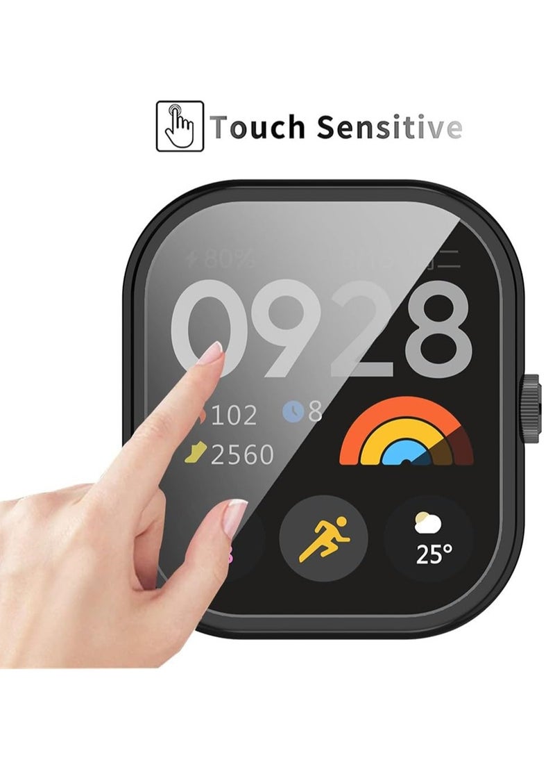 KASTWAVE Case for Xiaomi Redmi Watch 4, Tempered Glass Screen Protector, PC Hard Case Tempered Glass Screen Protection Cover Slim Full Cover Scratch Proof Protector, 2 Pcs, Black and Gold  - Image 5
