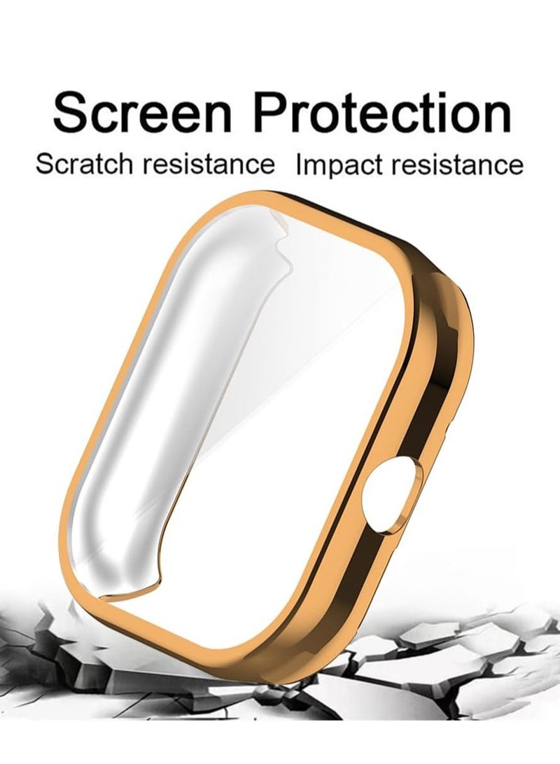KASTWAVE Case for Xiaomi Redmi Watch 4, Tempered Glass Screen Protector, PC Hard Case Tempered Glass Screen Protection Cover Slim Full Cover Scratch Proof Protector, 2 Pcs, Black and Gold  - Image 3