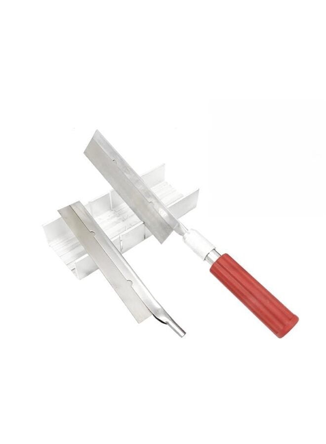 Metal Mitre Box Set With Handle and Razor Pull Saw Blade - Small 6-Inch Aluminum and Steel Tool for Wood, Plastic, and Soft Metals, 2 Cutting Angles - Image 1