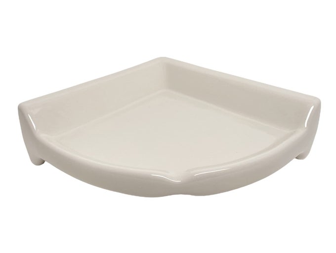BONE ALMOND GLAZED CERAMIC BATHROOM ACCESSORY LARGE SIZE CORNER SHOWERNOT SUITABLE FOR FLAT SURFACE INSTALLATIONPROFESSIONAL INSTALLATION NEEDED