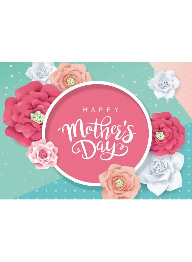 Qian 8x6ft Happy Mother's Day Photography Backdrop Pink Flower Photo Green Background for Festival Birthday Party Decoration Banner - Image 5