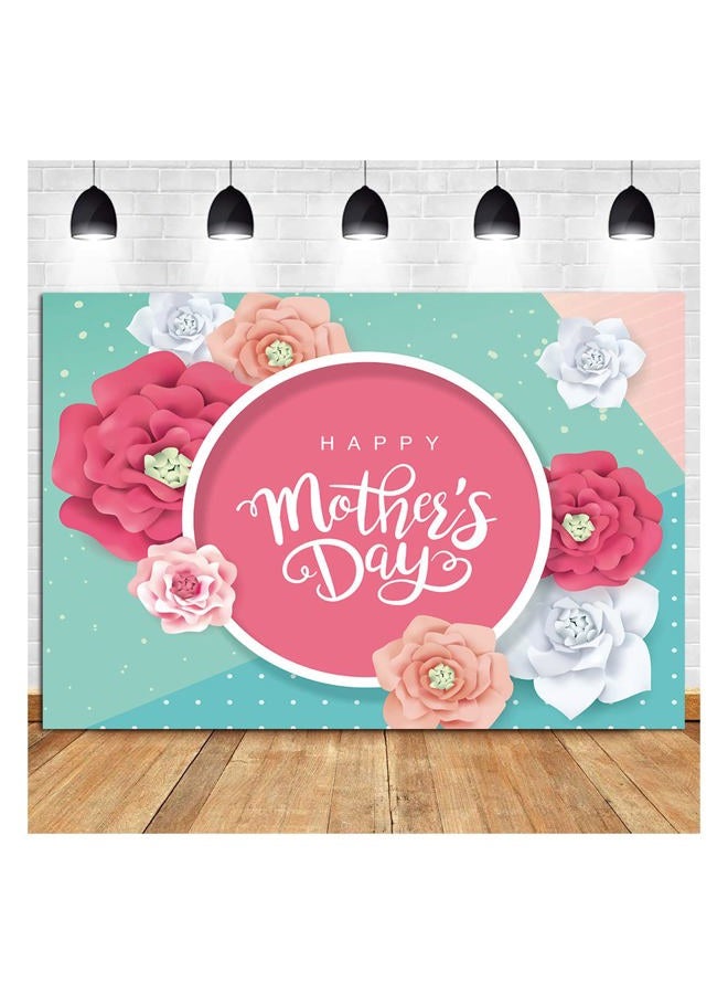 Qian 8x6ft Happy Mother's Day Photography Backdrop Pink Flower Photo Green Background for Festival Birthday Party Decoration Banner - Image 2