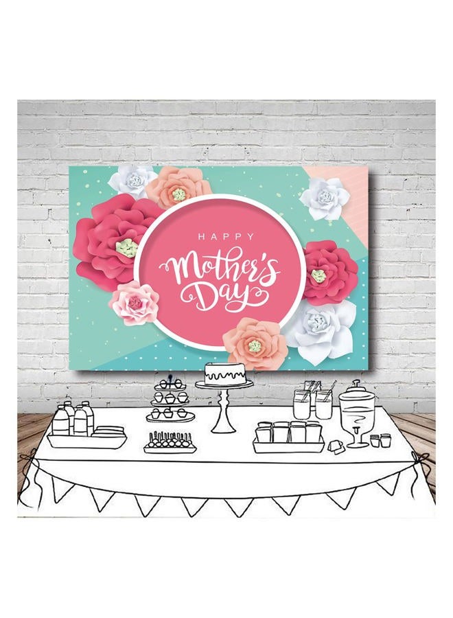 Qian 8x6ft Happy Mother's Day Photography Backdrop Pink Flower Photo Green Background for Festival Birthday Party Decoration Banner - Image 3