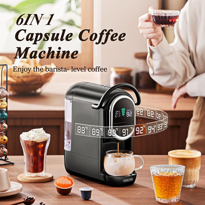 Cafelffe MK-609S 6-In-1 Capsule Coffee Machine Maker, 7 Water Size & Hot/Cold Brew, 19 Bar Espresso Machine,Nes Original/DG/ESE/K Cup Pod/Tea/Ground Compatible,1450W - Image 5