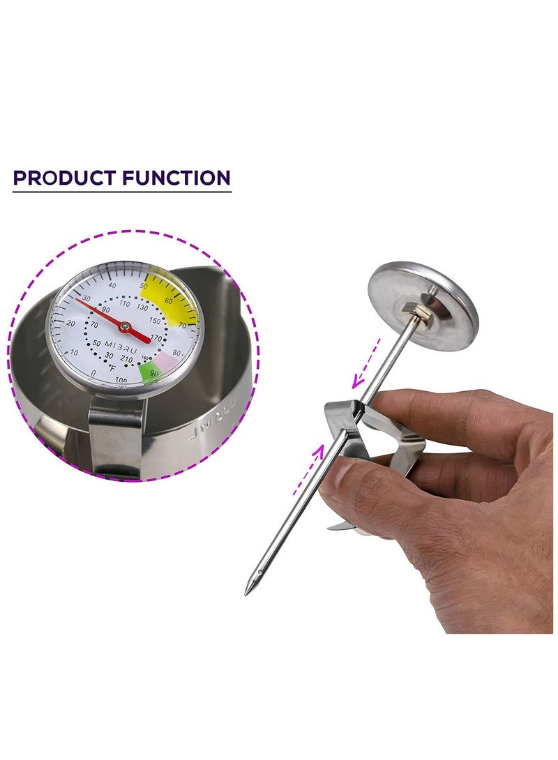 ميبرو ميزان مقياس حرارة المطبخ مناسب للحليب والقهوة والماء من الستانلس ستيل لون فضي 13.5 سم - Image 4