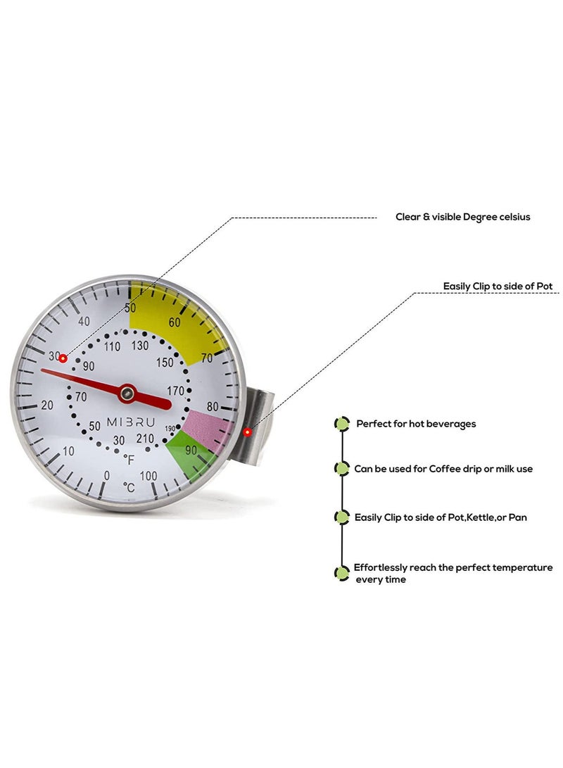 ميبرو ميزان مقياس حرارة المطبخ مناسب للحليب والقهوة والماء من الستانلس ستيل لون فضي 13.5 سم - Image 5