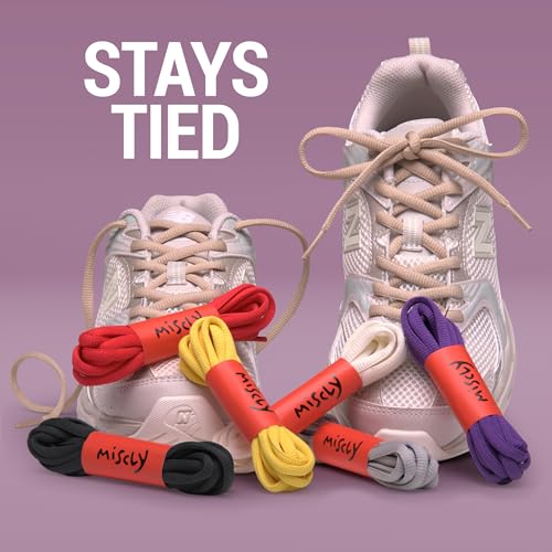 Miscly Oval Athletic Shoe Laces, Multiple Lengths and Colors Available - White, 45″ (114 CM) - Image 5