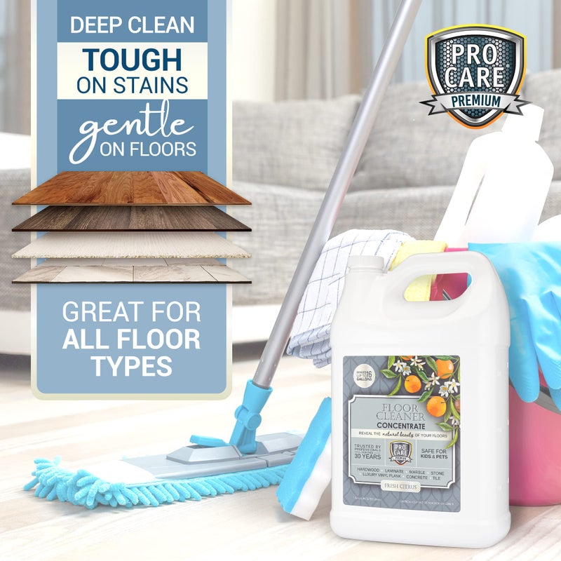 ProCare Citrus Floor Cleaner Concentrate (Made in USA) | Vinyl, Wood, Tile, Stone & Laminate Floor Cleaner For Mopping, Household Supplies, Cleaning Solution For Kitchen & Bathroom - 1 Gallon - Image 3