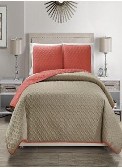 KingLinen KingLinen Embossed Coral Reversible Bedspread/Quilt Set Queen  - Image 1