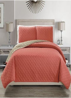 KingLinen KingLinen Embossed Coral Reversible Bedspread/Quilt Set Queen  - Image 2