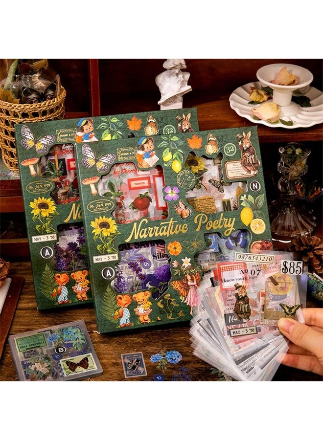 فنبلاست ملصقات ذاتية اللصق من FunBlast، 640 قطعة / 100 ورقة، ملصقات طبيعية عتيقة، ملصقات زخرفية عتيقة لسجلات القصاصات، ملصقات للمشروع، مجموعة ملصقات على الطراز الياباني، مجلات، سجل القصاصات (متعدد الألوان) - Image 1