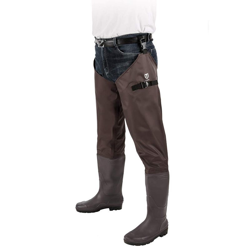 TIDEWE Hip Wader, Lightweight Hip Boot for Men and Women, 2-Ply PVC/Nylon Fishing Hip Wader Brown Size 14 - Image 5