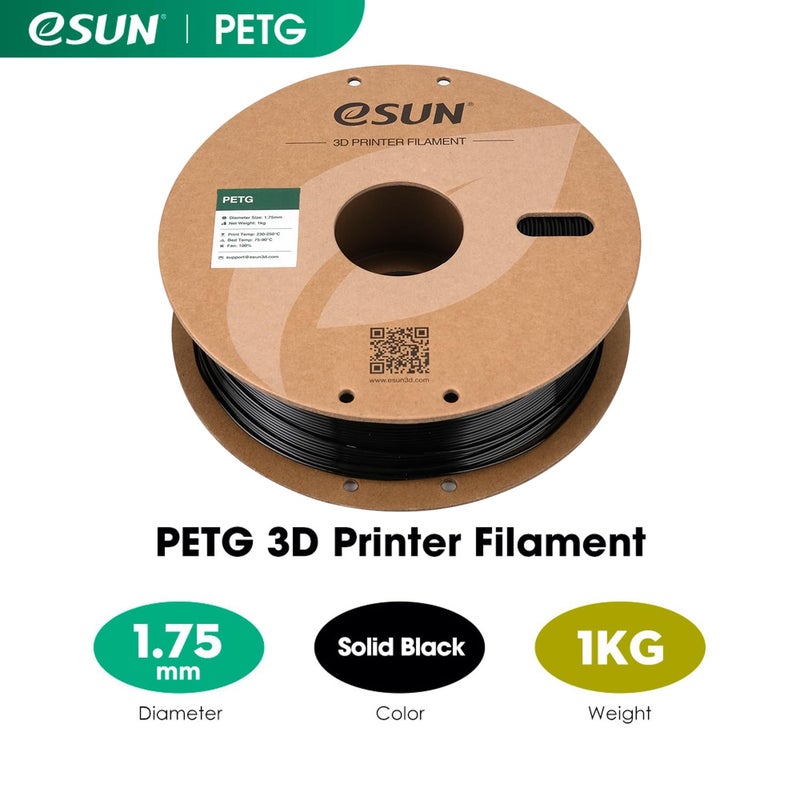 eSUN PETG Filament 1.75mm, 3D Printer Filament PETG, Dimensional Accuracy +/- 0.05mm, 1KG Spool (2.2 LBS) 3D Printing Filament for 3D Printers, Solid Black - Image 2