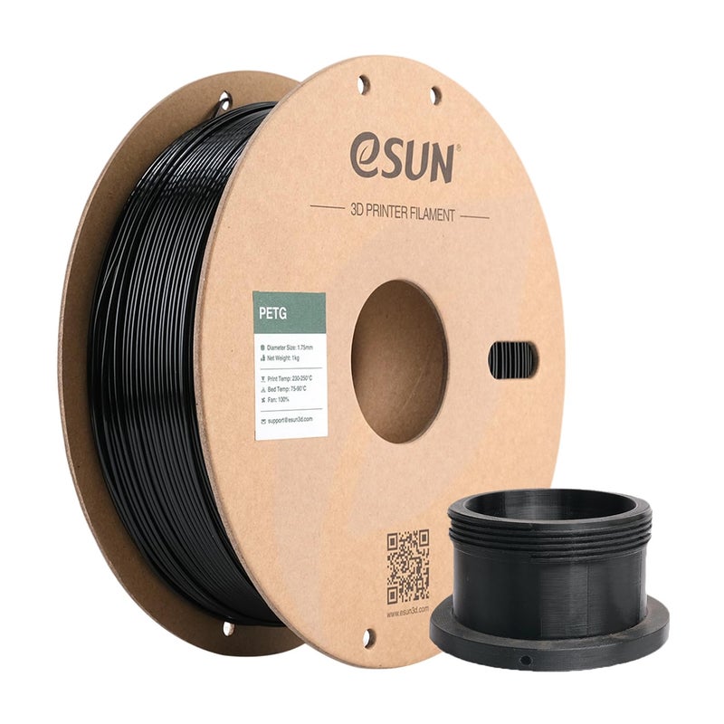 eSUN PETG Filament 1.75mm, 3D Printer Filament PETG, Dimensional Accuracy +/- 0.05mm, 1KG Spool (2.2 LBS) 3D Printing Filament for 3D Printers, Solid Black - Image 1