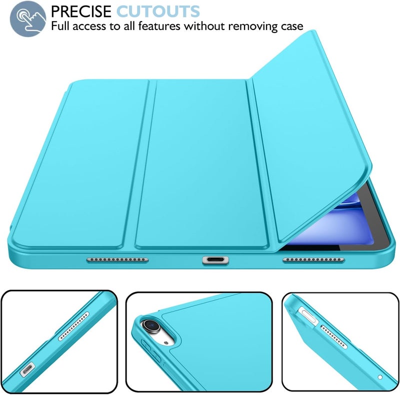 iMieet iPad Air 11 Inch Case M3(2025) / M2 (2024), iPad Air 5th/4th Generation Case 2022/2020 10.9 Inch with Pencil Holder,Trifold Stand Smart Case with Soft TPU Back(New Cyan) - Image 3